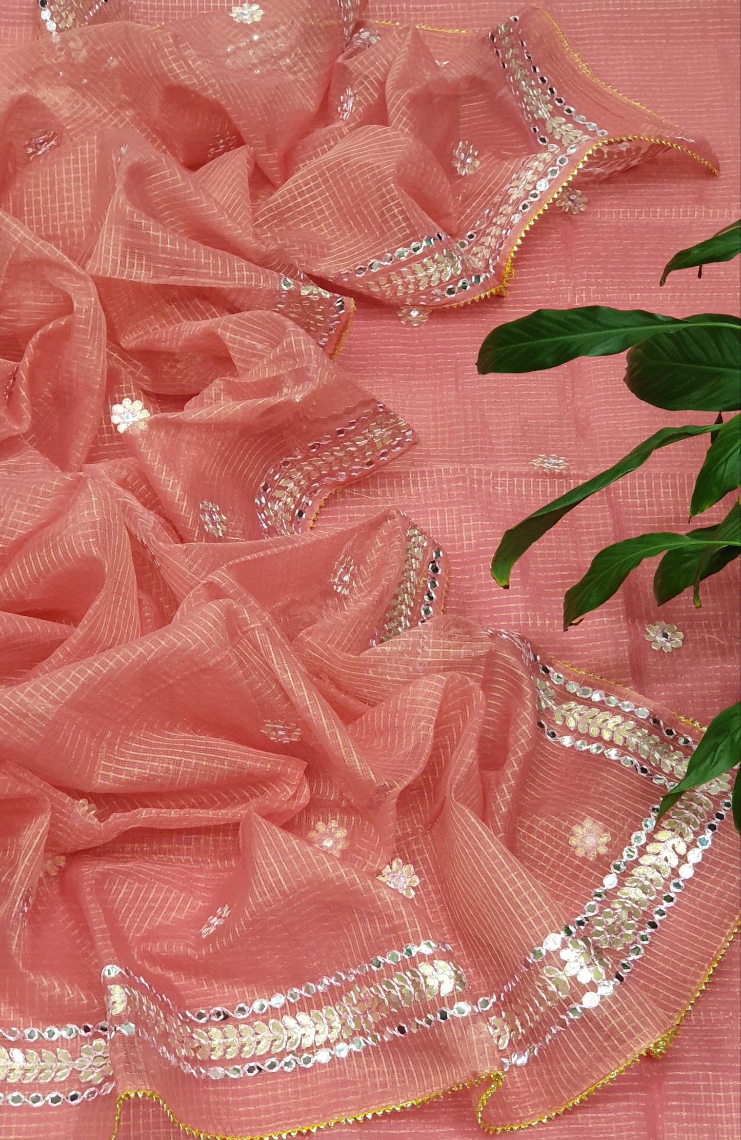 Mirror-Work 3-Piece Unstitched Suit Light Pink
