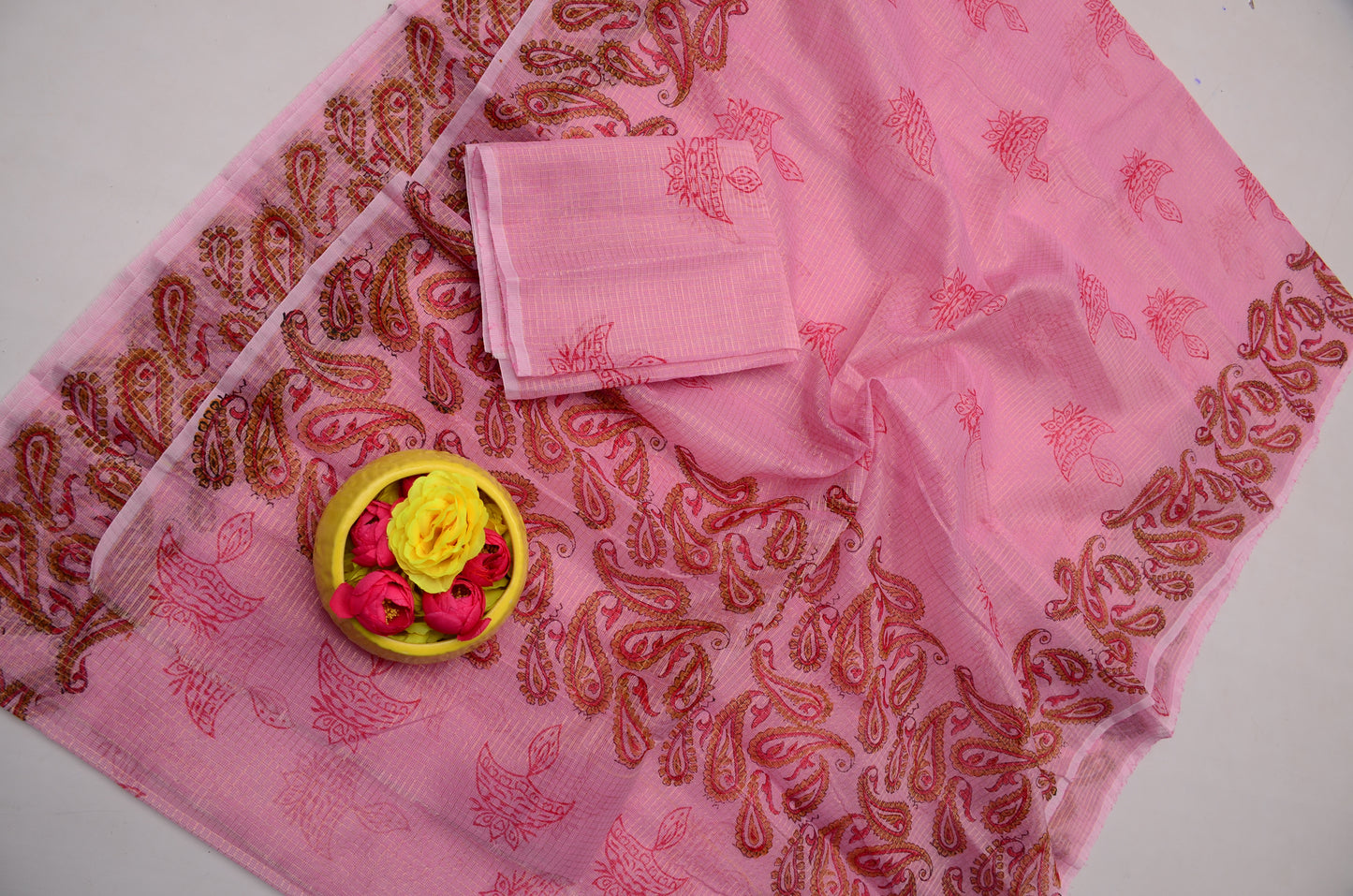 Elegant Pink Tissue Kota Doria Saree | Traditional Festive Wear Collection