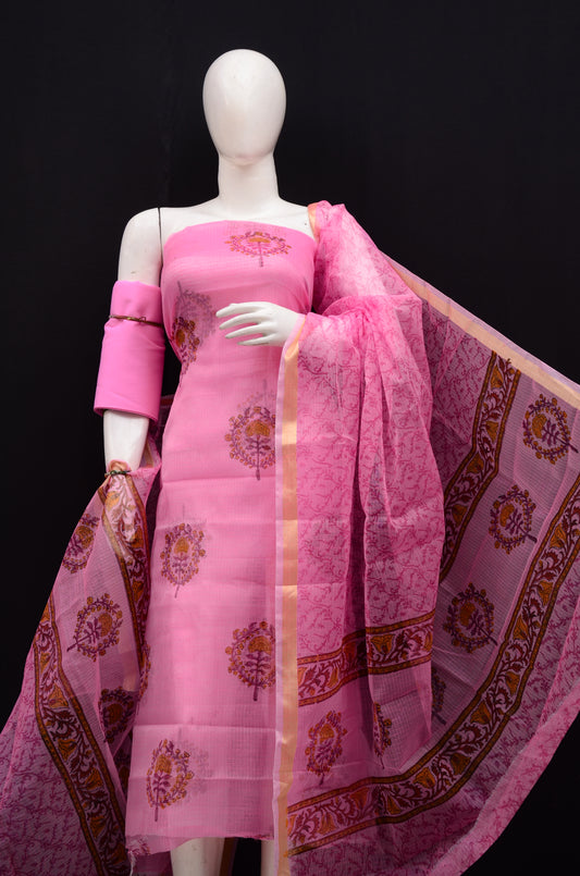 Floral Hand block Printed 3-Piece Unstitched Suit (5 colors)