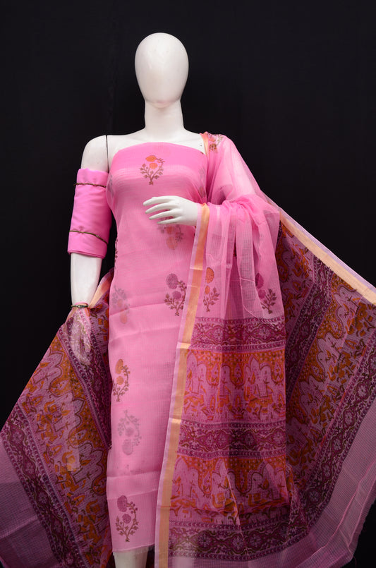 Floral Handblock Printed 3-Piece Unstitched Suit ( 5 colors )