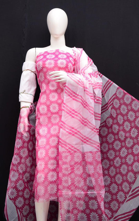 Elegant Light Pink Kota Doria Suit with Top Dupatta Bottom