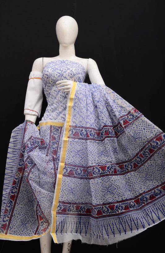 Premium Light Purple Kota Doria Printed Unstitched Suit for Women