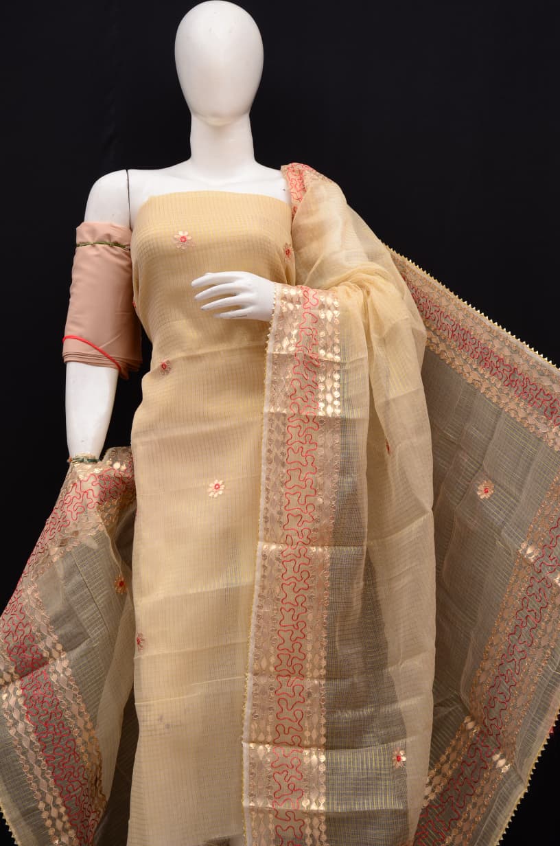 Traditional Cream Gota Patti Kota Doria Salwar Suit Set